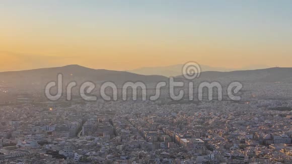 雅典上空日落时光流逝视频的预览图