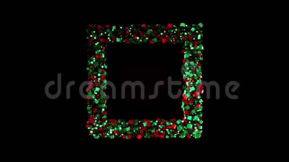 由立方体和灯组成的圣诞框架动画美丽的圣诞框架绿色和红色的立方体和灯亮着视频的预览图