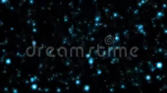 抽象运动背景闪耀着雪一样明亮的光芒蓝色粒子星星在无缝的环中产生随机运动视频的预览图