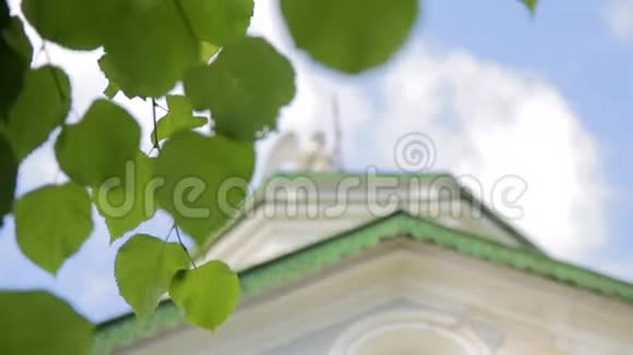 屋顶山脊上天使的雕塑前景中的畸形视频的预览图