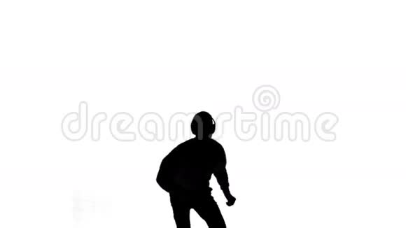 一个在白色背景下做迪斯科舞厅手势的人的剪影视频的预览图
