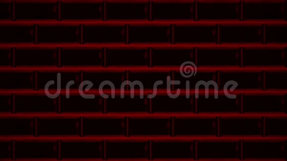 抽象的水平行黑色矩形在红色背景下飞走并摧毁墙壁运动设计视频的预览图