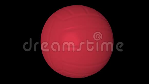 红色旋转排球在黑色背景与阿尔法频道3D动画视频的预览图