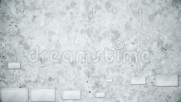 抽象的白砖显得杂乱无章在灰色背景上形成一堵墙单色动画白色长方形视频的预览图