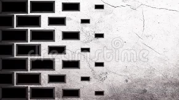抽象的黑色砖块出现并在灰色背景上形成一堵墙动画同样大小的长方形站着视频的预览图