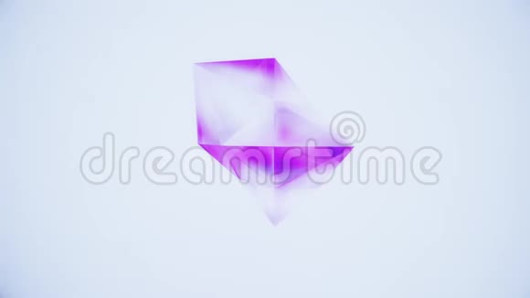 紫色闪亮的抽象晶体在白色背景上随机变换优质动态动画视频的预览图