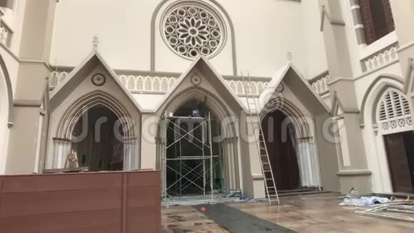 斯里兰卡尼甘博2019年11月23日圣塞巴斯蒂安教堂教堂底景视频的预览图