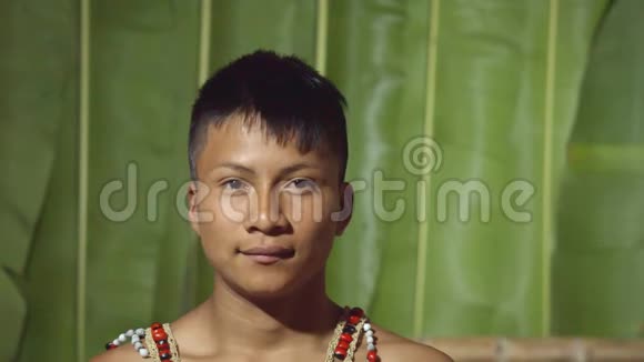 一个年轻男孩微笑的面部表情视频的预览图