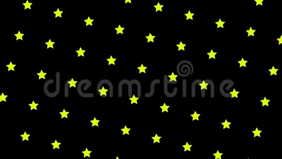 黑色背景上旋转恒星的重复模式动画简单旋转的恒星在视频的预览图