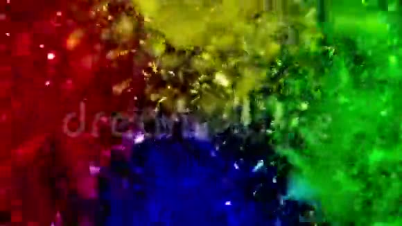 无缝环中粒子背景的自旋彩虹视频的预览图