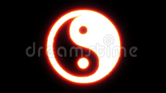 白色阴阳符号与红色移动火状辉光在无缝回路视频的预览图