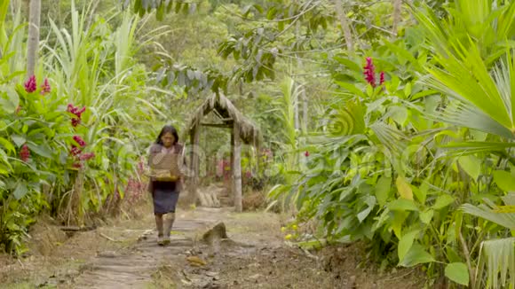 背着一篮子异国水果的女人视频的预览图