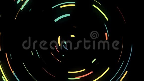 抽象动画的彩色扭曲螺旋的笔画动画美丽的霓虹灯螺旋状的短线像曲折视频的预览图
