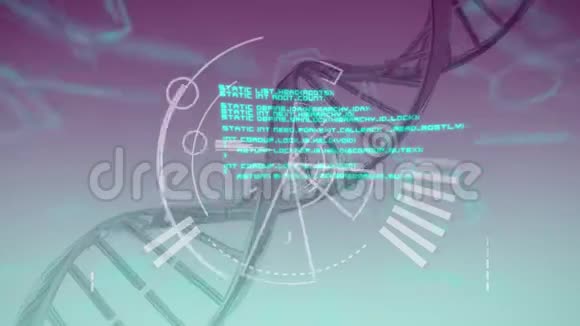 将DNA链变成紫色到绿色渐变背景视频的预览图