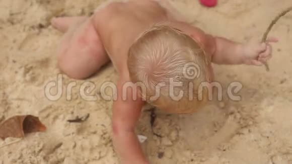 金发女婴爬行视频的预览图