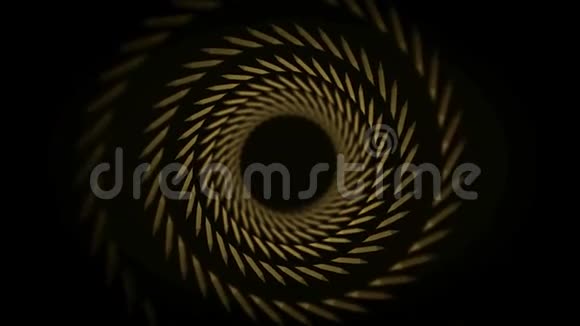 黑色背景下旋转条纹隧道的抽象动画动画像肉一样尖锐的旋转螺旋视频的预览图
