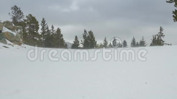 山坡上被狂风吹过的雪视频的预览图