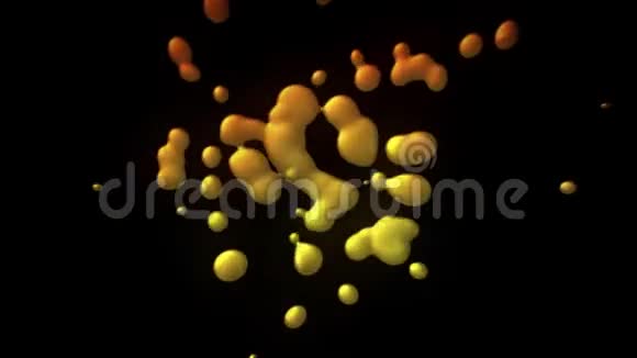 抽象黄色液体背景数字动画4k黑色背景数字动画4k视频的预览图