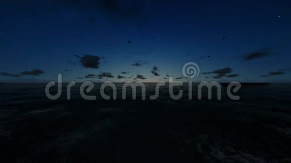 夜间飞越海洋的飞行股票录像视频的预览图