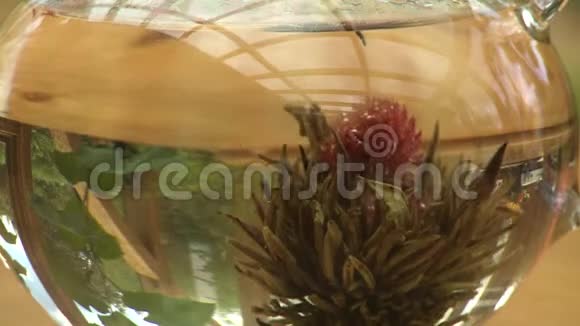 茶球在水中绽放与下沉视频的预览图