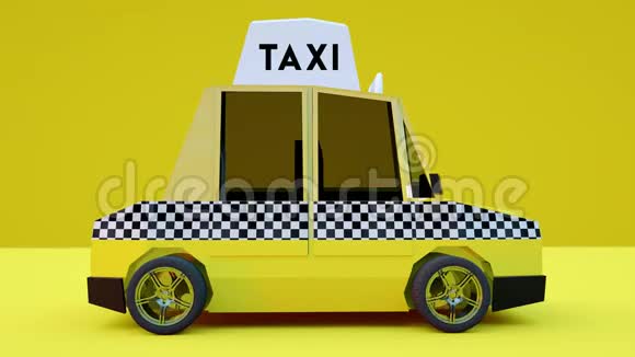 黄色卡通出租车商业交通城市概念三维绘制视频的预览图