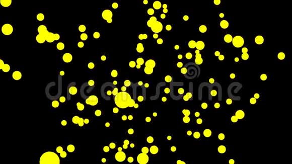 黄色球是黑色背景上的随机移动动画视频的预览图