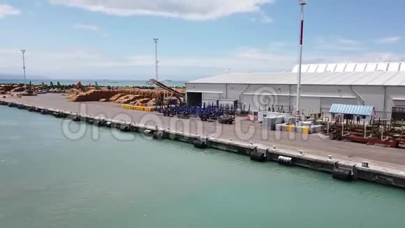 新西兰Dunedin繁忙的港口码头和港口的游轮视频的预览图