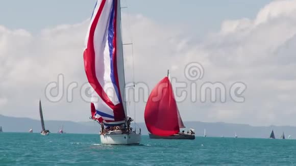 带红色桅杆的帆船视频的预览图