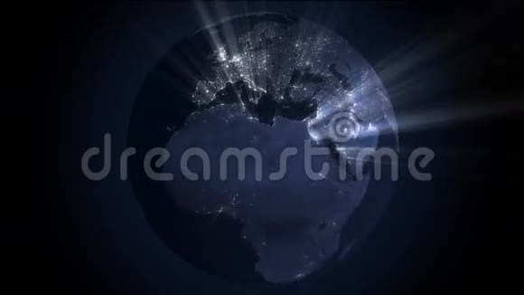 夜间旋转地球与光线环视频的预览图