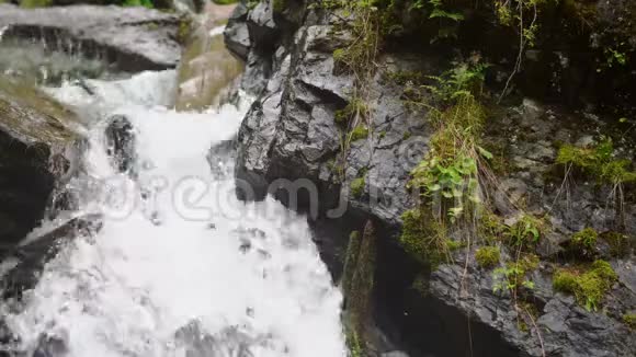 湍流的水流过岩石视频的预览图