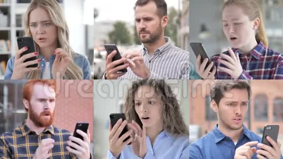 年轻人在使用智能手机时受到惊吓视频的预览图
