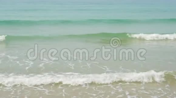 潮湿的沙滩和海浪带来的海滩阳光视频的预览图