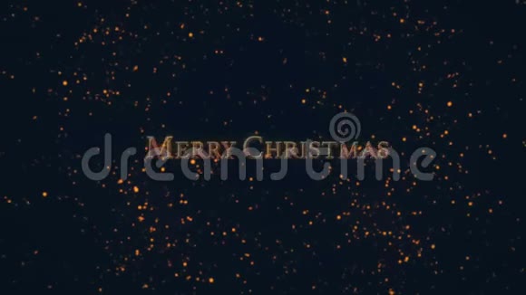 圣诞快乐祝福文字背景与波克效果和粒子视频的预览图
