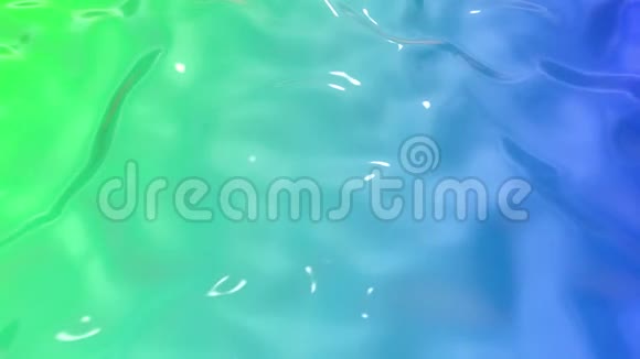 动画绿色蓝色液体梯度的油漆作为背景在4k3D波浪布表面形成波纹就像液体一样视频的预览图