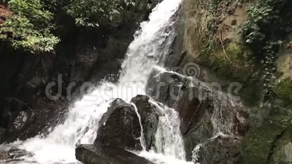 慢动作瀑布白色光滑的岩石视频的预览图