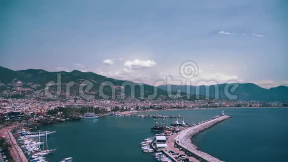 阿拉尼亚土耳其港码头的船只地中海的海湾视频的预览图
