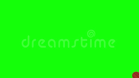 带文字的篮球篮球在绿色屏幕上飞行彩色背景视频的预览图