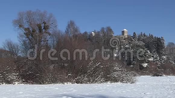 冬季的费斯顿霍亨萨尔茨堡萨尔茨堡的雪视频的预览图