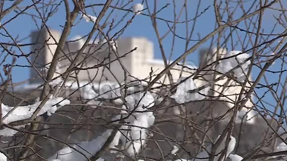 冬季的费斯顿霍亨萨尔茨堡萨尔茨堡的雪视频的预览图