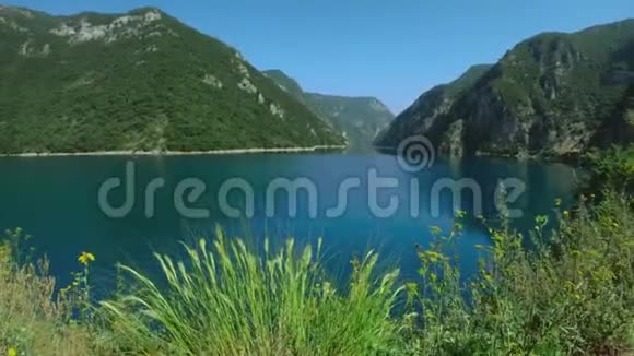 黑山美丽的自然山脉塔拉河峡谷干净的水和天空没有云视频的预览图