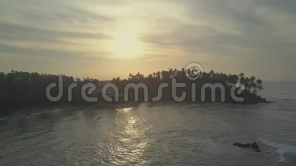 带酒店和棕榈树的海滩近海鸟瞰视频的预览图