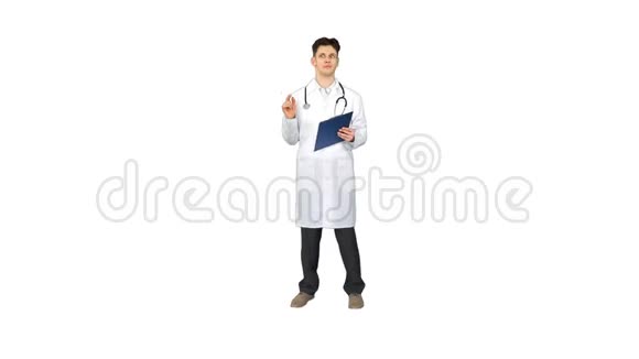 医生拿着白色背景的文件跳舞视频的预览图
