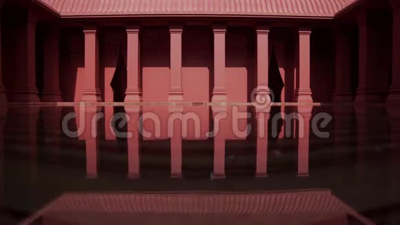 应用现代老式红柱和建筑反射光从水池视频的预览图