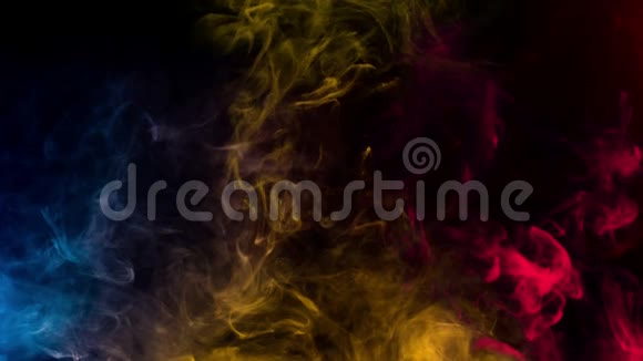 黑色背景上抽象多色烟雾视频的预览图