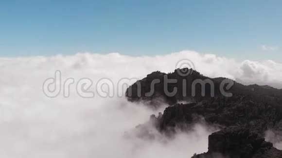 电影鸟s目厚厚的云层在山上皮科德拉斯尼维斯大加那利视频的预览图