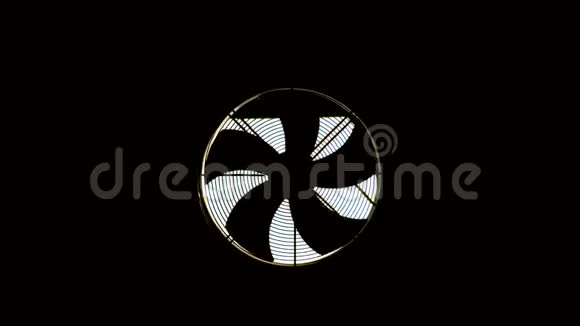 一个带有风扇的引擎盖安装在一个黑暗的房间里刀片在旋转视频的预览图
