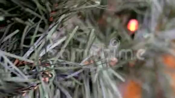 在人造圣诞树上装饰圣诞花环视频的预览图