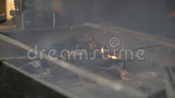 在烤架里燃烧的木头视频的预览图