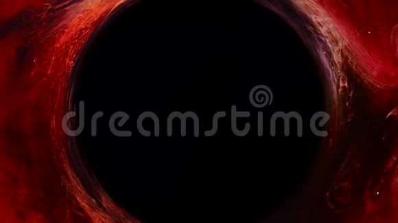油漆旋流黑洞红色蒸汽墨水圈视频的预览图