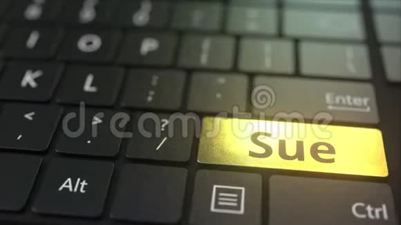 黑色电脑键盘和金色苏键概念三维动画视频的预览图